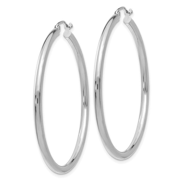 14K White Gold Polished 2.5mm Tube Hoop Earrings