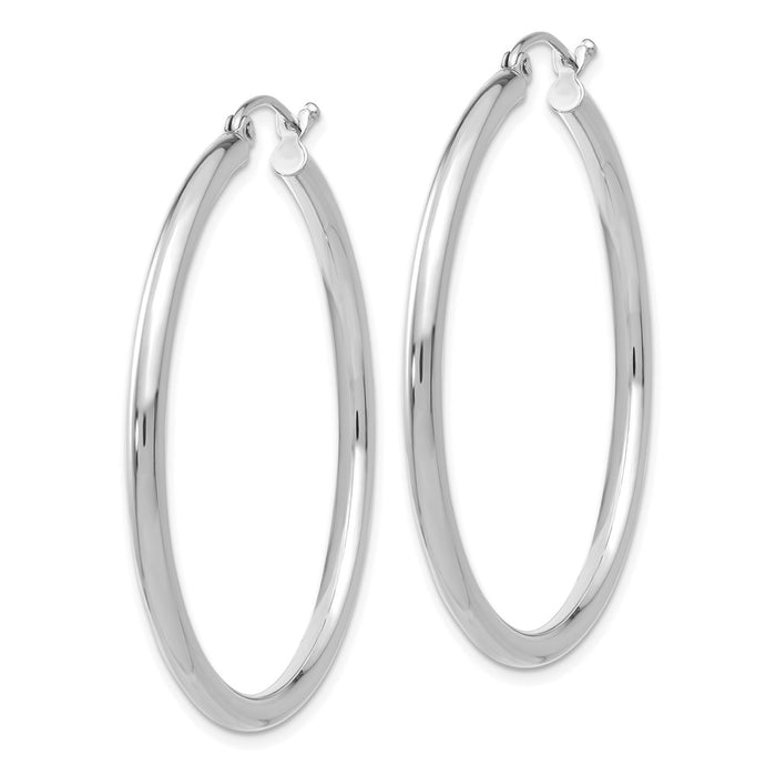 14K White Gold Polished 2.5mm Tube Hoop Earrings