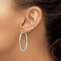 Thumbnail for 14K White Gold Polished 2.5mm Tube Hoop Earrings