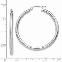 Thumbnail for 14K White Gold Polished 3mm Tube Hoop Earrings