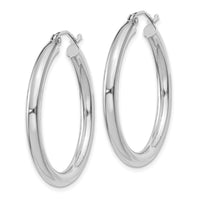 Thumbnail for 14K White Gold Polished 3mm Tube Hoop Earrings