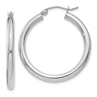 Thumbnail for 14K White Gold Polished 3mm Tube Hoop Earrings