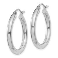 Thumbnail for 14K White Gold Polished 3mm Tube Hoop Earrings