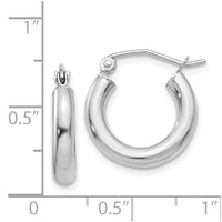 Thumbnail for 14K White Gold Polished 3mm Tube Hoop Earrings