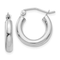 Thumbnail for 14K White Gold Polished 3mm Tube Hoop Earrings