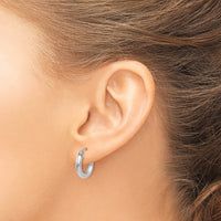 Thumbnail for 14K White Gold Polished 3mm Tube Hoop Earrings