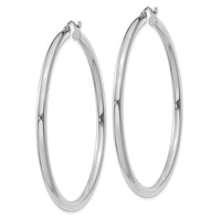 Thumbnail for 14K White Gold Polished 3mm Tube Hoop Earrings