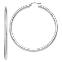 Thumbnail for 14K White Gold Polished 3mm Tube Hoop Earrings