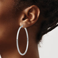 Thumbnail for 14K White Gold Polished 3mm Tube Hoop Earrings