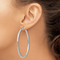 Thumbnail for 14K White Gold Polished 3mm Tube Hoop Earrings