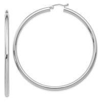 Thumbnail for 14K White Gold Polished 3mm Tube Hoop Earrings