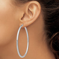 Thumbnail for 14K White Gold Polished 3mm Tube Hoop Earrings