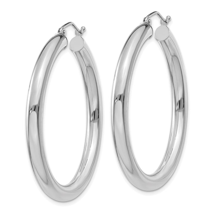 14K White Gold Polished 4mm Tube Hoop Earrings