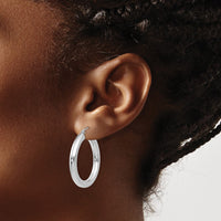 Thumbnail for 14K White Gold Polished 4mm Tube Hoop Earrings