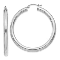 Thumbnail for 14K White Gold Polished 4mm Tube Hoop Earrings