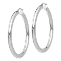 Thumbnail for 14K White Gold Polished 4mm Tube Hoop Earrings