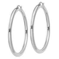 Thumbnail for 14K White Gold Polished 4mm Tube Hoop Earrings