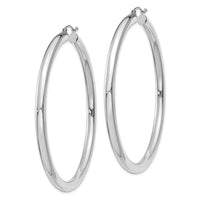 Thumbnail for 14K White Gold Polished 4mm Tube Hoop Earrings