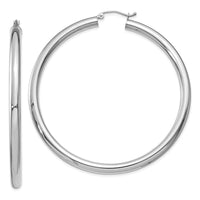 Thumbnail for 14K White Gold Polished 4mm Tube Hoop Earrings