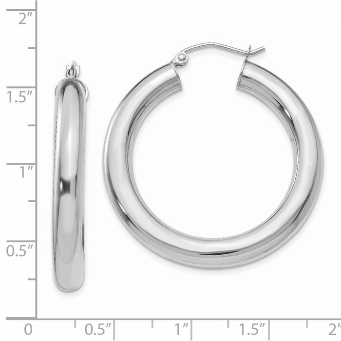 14k White Gold Polished 5mm Tube Hoop Earrings