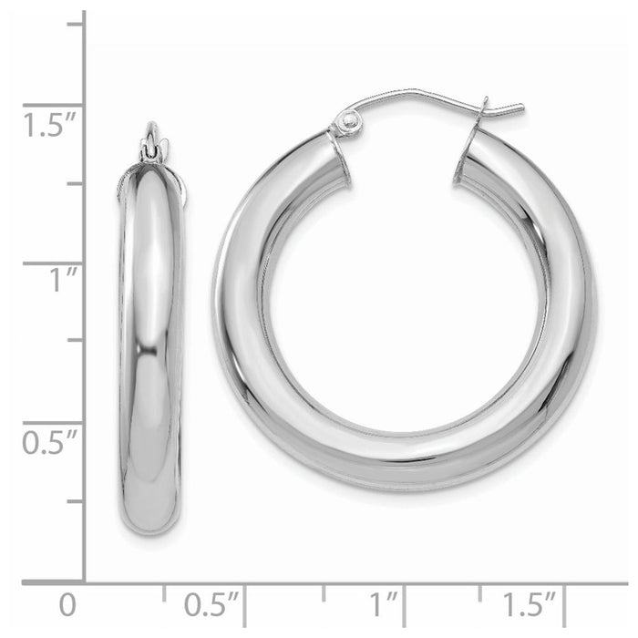 14k White Gold Polished 5mm Tube Hoop Earrings