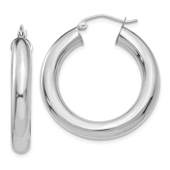 14k White Gold Polished 5mm Tube Hoop Earrings