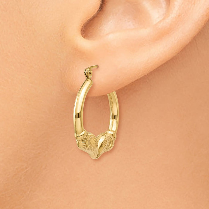 14k Polished Ram Hoop Earrings