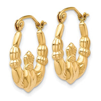 Thumbnail for 14k Polished Claddagh Hoop Earrings