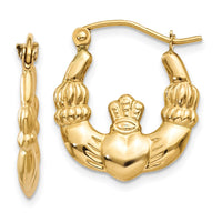 Thumbnail for 14k Polished Claddagh Hoop Earrings