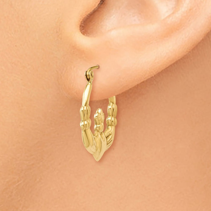 14k Polished Claddagh Hoop Earrings
