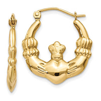 Thumbnail for 14k Polished Claddagh Hoop Earrings
