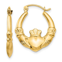 Thumbnail for 14k Polished Claddagh Hoop Earrings