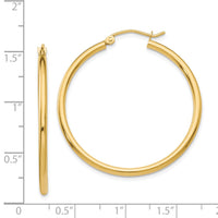 Thumbnail for 14k Polished 2x35mm Tube Hoop Earrings