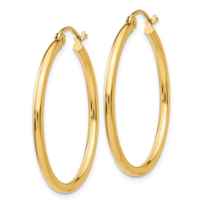 14k Polished 2x30mm Tube Hoop Earrings