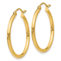 Thumbnail for 14k Polished 2x25mm Tube Hoop Earrings