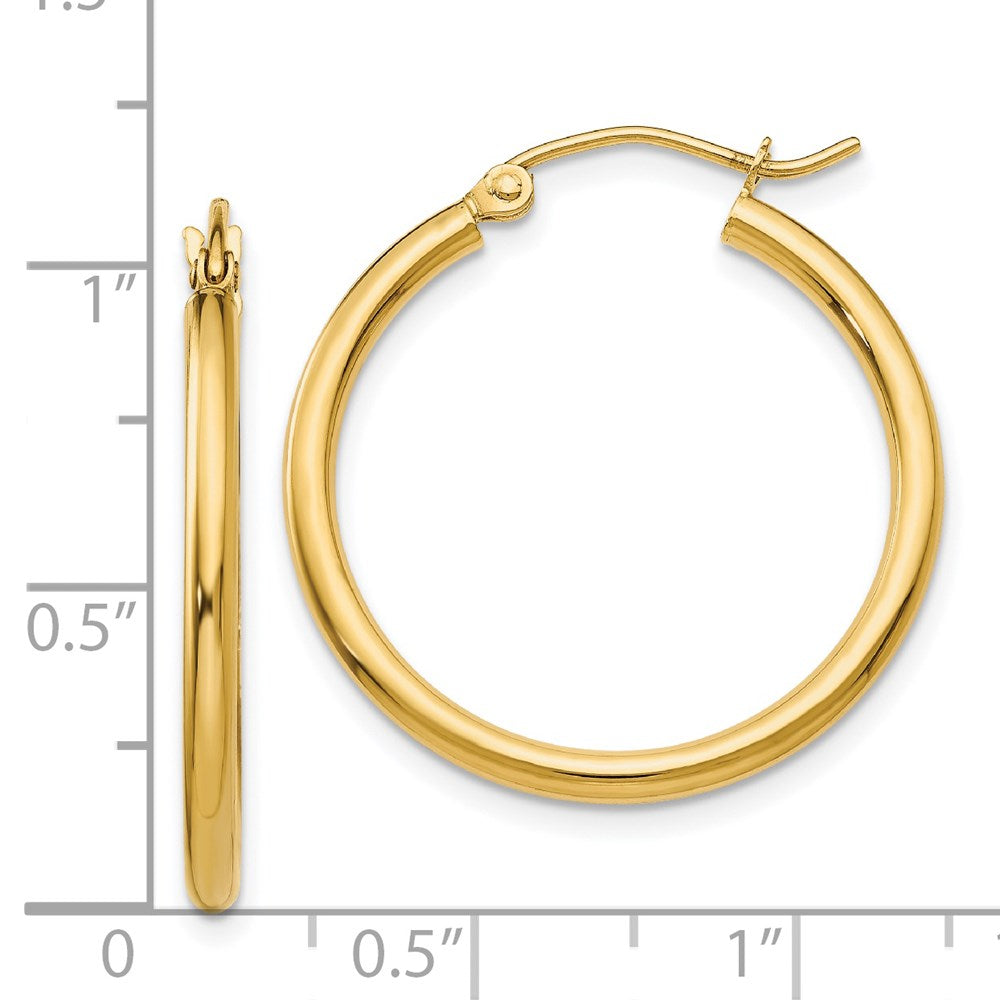 14k Polished 2x25mm Tube Hoop Earrings