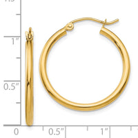 Thumbnail for 14k Polished 2x25mm Tube Hoop Earrings