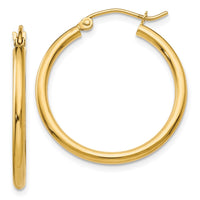 Thumbnail for 14k Polished 2x25mm Tube Hoop Earrings