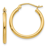 Thumbnail for 14k Polished 2x20mm Tube Hoop Earrings