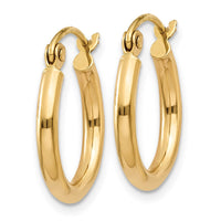 Thumbnail for 14k Polished 2x15mm Tube Hoop Earrings