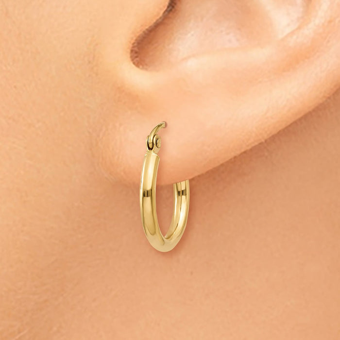 14k Polished 2x15mm Tube Hoop Earrings