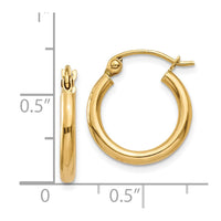 Thumbnail for 14k Polished 2x15mm Tube Hoop Earrings