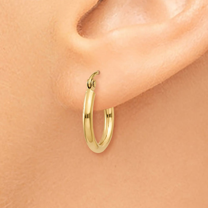 14k Polished 2x15mm Tube Hoop Earrings