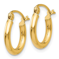 Thumbnail for 14k Polished 2x12mm Tube Hoop Earrings