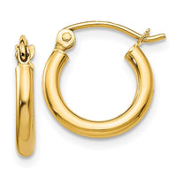 Thumbnail for 14k Polished 2x12mm Tube Hoop Earrings