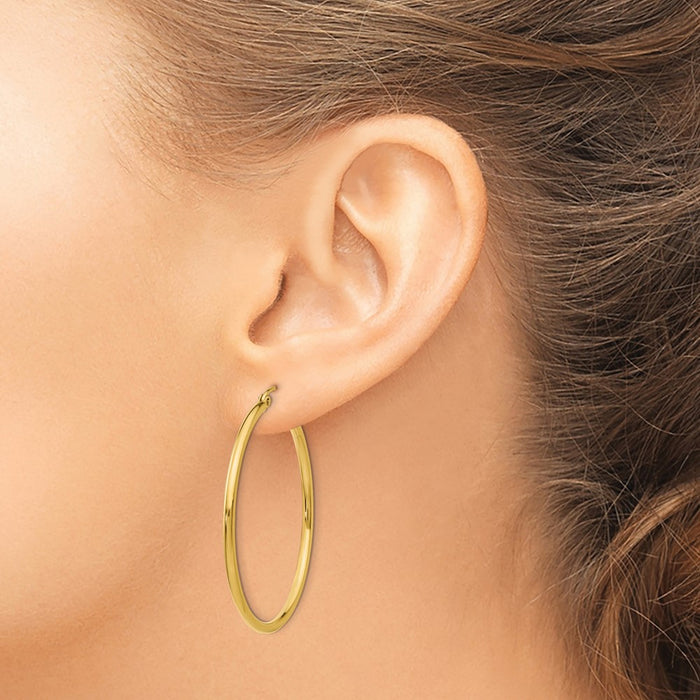 14k Polished 2x40mm Tube Hoop Earrings