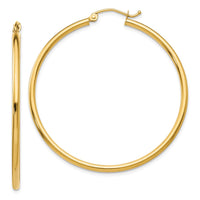 Thumbnail for 14k Polished 2x45mm Tube Hoop Earrings