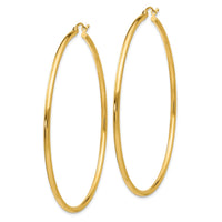 Thumbnail for 14k Polished 2x60mm Tube Hoop Earrings