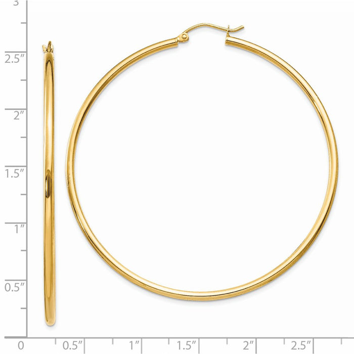 14k Polished 2x60mm Tube Hoop Earrings