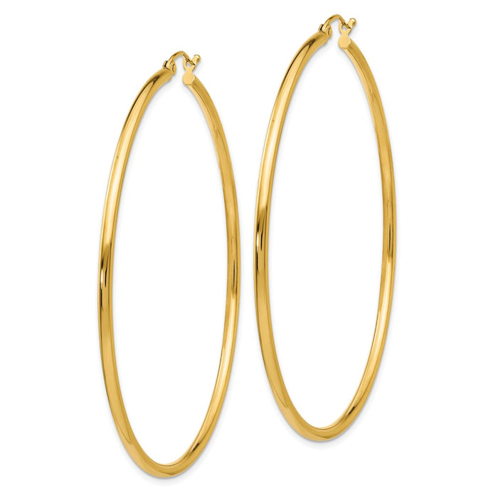 14k Polished 2x60mm Tube Hoop Earrings